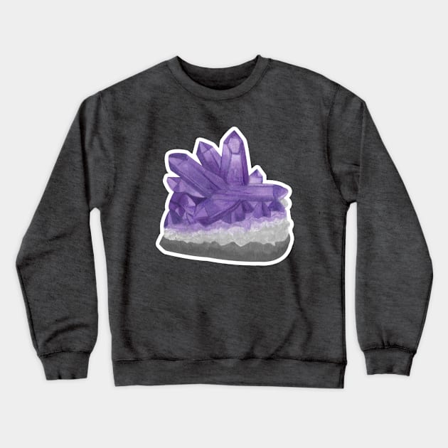 Purple Amethyst Birthstone Raw Crystal Crewneck Sweatshirt by Penny Passiflora Studio